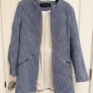 Zara Basic Textured Blue Blazer